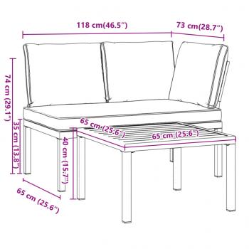 2-tlg. Garten-Sofagarnitur mit Kissen Schwarz Aluminium