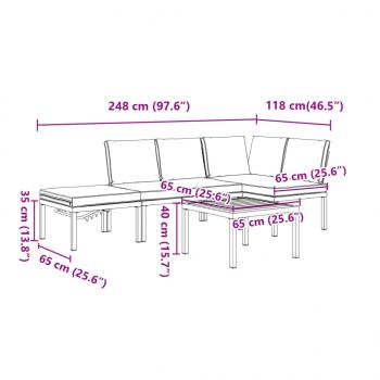 4-tlg. Garten-Sofagarnitur mit Kissen Schwarz Aluminium