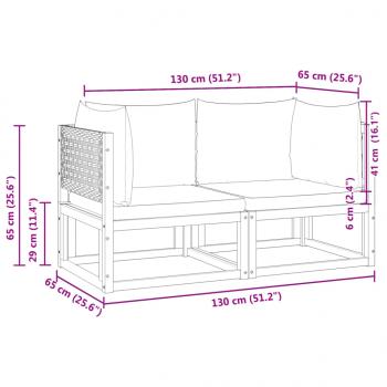 Garten-Ecksofas mit Kissen 2 Stk. Massivholz Akazie