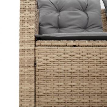 Gartensofa in L-Form mit Tisch und Kissen Beige Poly Rattan