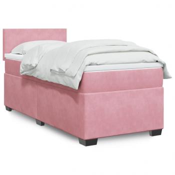 ARDEBO.de - Boxspringbett mit Matratze Rosa 80x200 cm Samt