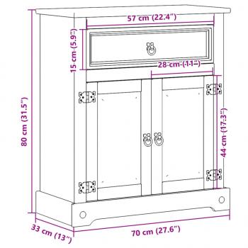 Badschrank Corona 70x33x80 cm Massivholz Kiefer