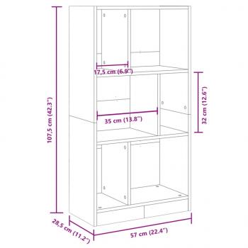 Bücherregal Betongrau 57x28,5x107,5 cm Holzwerkstoff