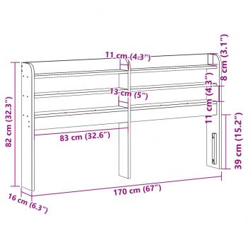 Kopfteil mit Ablagen 160 cm Massivholz Kiefer