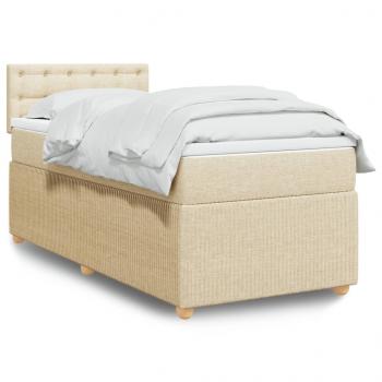 ARDEBO.de - Boxspringbett mit Matratze Creme 90x190 cm Stoff