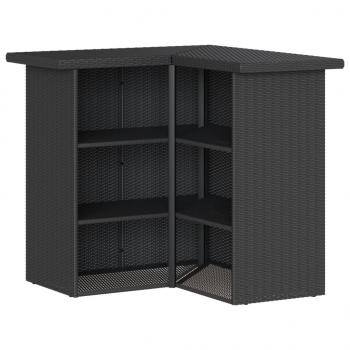 3-tlg. Gartenbar-Set mit Kissen Schwarz Poly Rattan