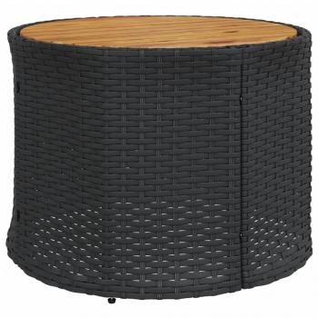 Gartensofa mit Tisch und Kissen Rund Schwarz Poly-Rattan