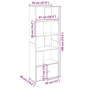 Bücherregal Räuchereiche 70x36x189 cm Holzwerkstoff