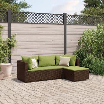 ARDEBO.de - 4-tlg. Garten-Lounge-Set mit Kissen Braun Poly Rattan