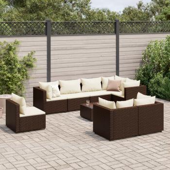 ARDEBO.de - 9-tlg. Garten-Lounge-Set mit Kissen Braun Poly Rattan