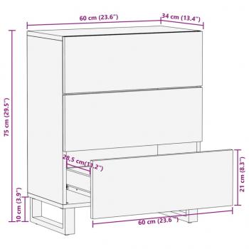 Sideboard Weiß 60x34x75 cm Massivholz Mango