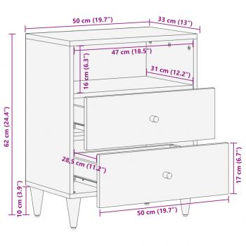 Nachttisch 50x33x62 cm Massivholz Mango