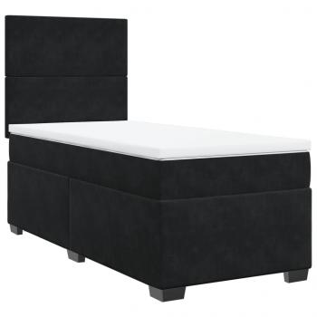 Boxspringbett mit Matratze Schwarz 100x200 cm Samt