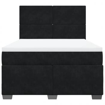 Boxspringbett mit Matratze Schwarz 140x190 cm Samt