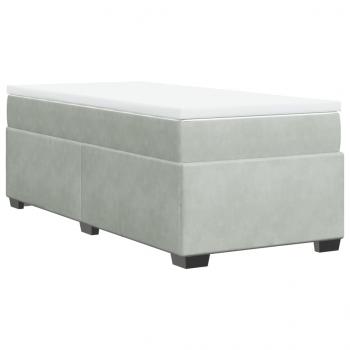 Boxspringbett mit Matratze Hellgrau 90x190 cm Samt