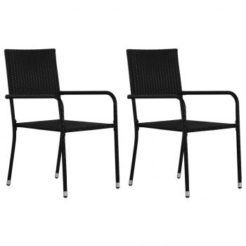 ARDEBO.de - Garten-Essstühle 2 Stk. Stapelbar Schwarz Polyrattan