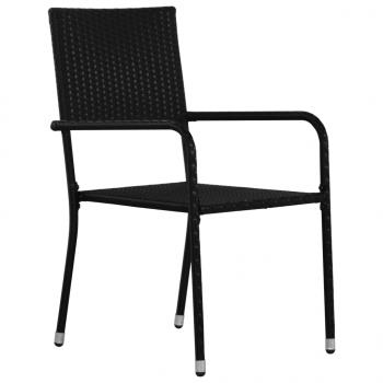 Garten-Essstühle 2 Stk. Stapelbar Schwarz Polyrattan