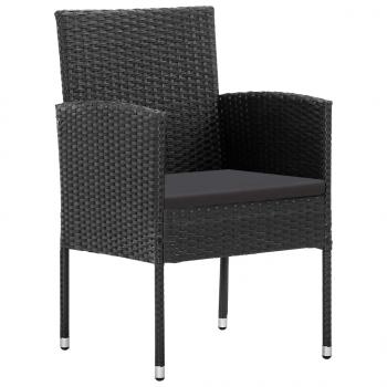 Gartenstühle mit Kissen in Schwarz 2 Stk. Schwarz Poly Rattan