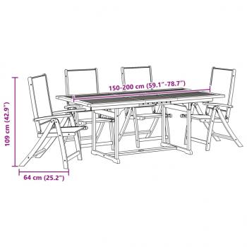 5-tlg. Garten-Essgruppe Massivholz Akazie und Textilene