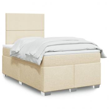 ARDEBO.de - Boxspringbett mit Matratze Creme 120x190 cm Stoff