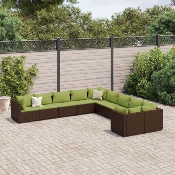 ARDEBO.de - 10-tlg. Garten-Sofagarnitur mit Kissen Braun Poly Rattan