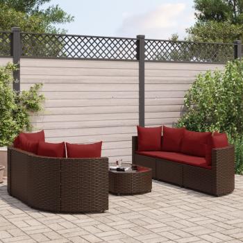 ARDEBO.de - 7-tlg. Garten-Sofagarnitur mit Kissen Braun Poly Rattan