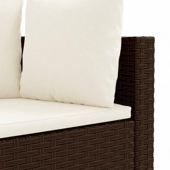 3-tlg. Garten-Sofagarnitur mit Kissen Braun Poly Rattan