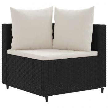 8-tlg. Garten-Sofagarnitur mit Kissen Schwarz Poly Rattan