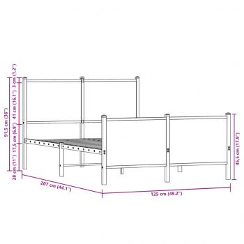 Metallbett ohne Matratze Sonoma-Eiche 120x200 cm