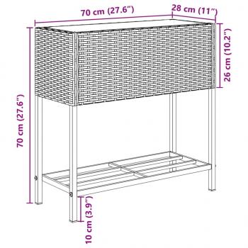 Pflanzkübel mit Ablage Grau Poly Rattan