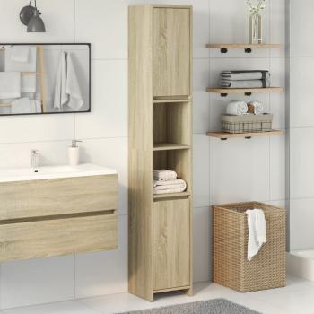 ARDEBO.de - Badezimmerschrank Sonoma-Eiche 30x30x183,5 cm Holzwerkstoff