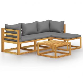 5-tlg. Garten-Lounge-Set mit Kissen Massivholz Akazie