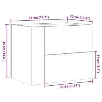 Wand-Nachttisch Grau Sonoma 45x30x35 cm