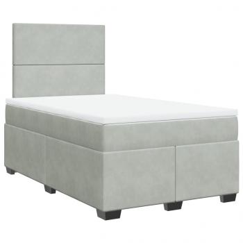 Boxspringbett mit Matratze Hellgrau 120x200 cm Samt