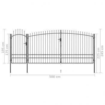 Gartentor mit Speerspitzen 5x2,45 m Schwarz