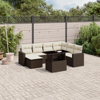 ARDEBO.de - 8-tlg. Garten-Sofagarnitur mit Kissen Braun Poly Rattan