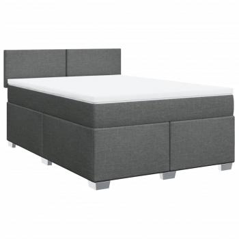 Boxspringbett mit Matratze Dunkelgrau 140x200 cm Stoff