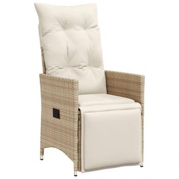 3-tlg. Garten-Bistro-Set mit Kissen Beige Poly Rattan