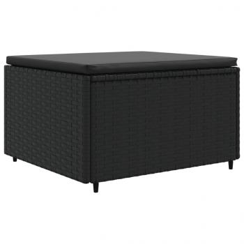 6-tlg. Garten-Lounge-Set mit Kissen Schwarz Poly Rattan