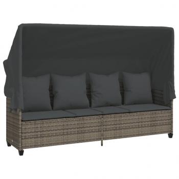 5-tlg. Garten-Sofagarnitur mit Kissen Grau Poly Rattan