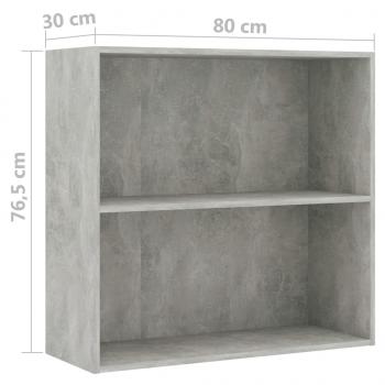 Bücherregal 2 Fächer Betongrau 80x30x76,5 cm Holzwerkstoff