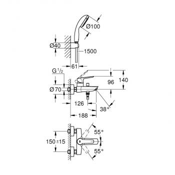 GROHE QuickFix Start Einhand-Wannenbatterie, 1/2", EcoJoy, chrom (23413002)