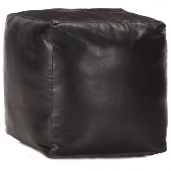 ARDEBO.de - Pouf Schwarz 40 x 40 x 40 cm Echtes Ziegenleder