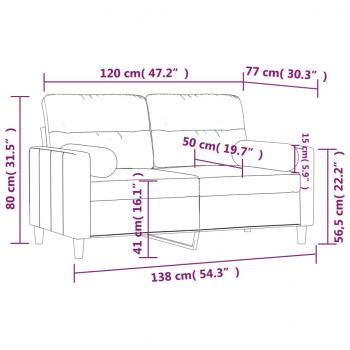 2-Sitzer-Sofa mit Zierkissen Braun 120 cm Stoff