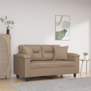 ARDEBO.de - 2-Sitzer-Sofa mit Zierkissen Cappuccino-Braun 120 cm Kunstleder