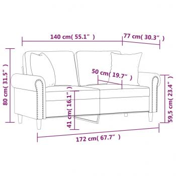 2-Sitzer-Sofa mit Zierkissen Dunkelgrün 140 cm Samt