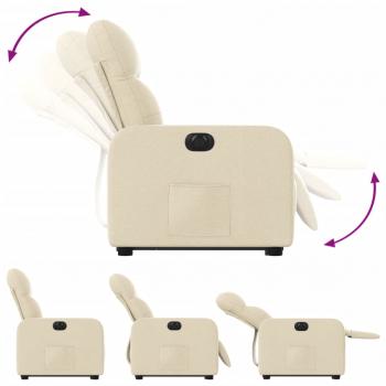 Relaxsessel mit Aufstehhilfe Elektrisch Creme Stoff