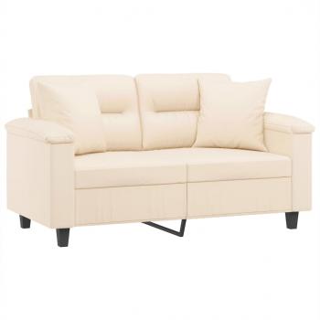 2-Sitzer-Sofa mit Kissen Beige 120 cm Mikrofasergewebe