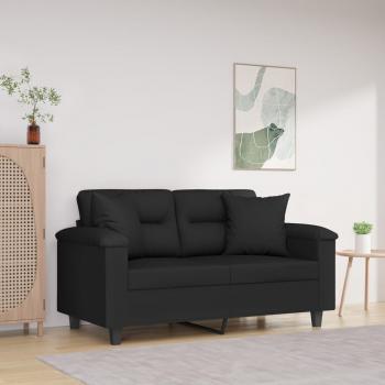 ARDEBO.de - 2-Sitzer-Sofa mit Kissen Schwarz 120 cm Mikrofasergewebe