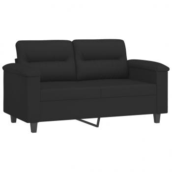 2-Sitzer-Sofa mit Kissen Schwarz 120 cm Mikrofasergewebe